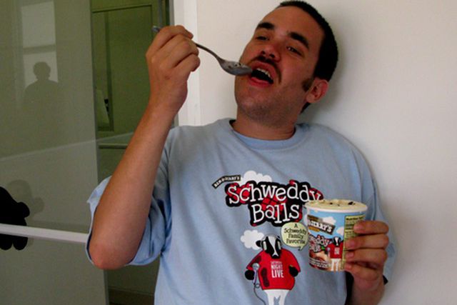 Ben &amp; Jerry's also sent us T-shirts, which we enlisted this handy American Apparel model to showcase.